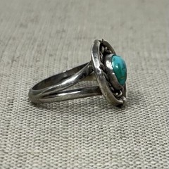 Vintage Southwest NA Style TESTED UNMARKED Sterling Silver Turquoise Ring Sz 7