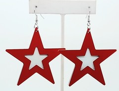 simple double white & red color Star metal Large Drop Dangle fashion earrings