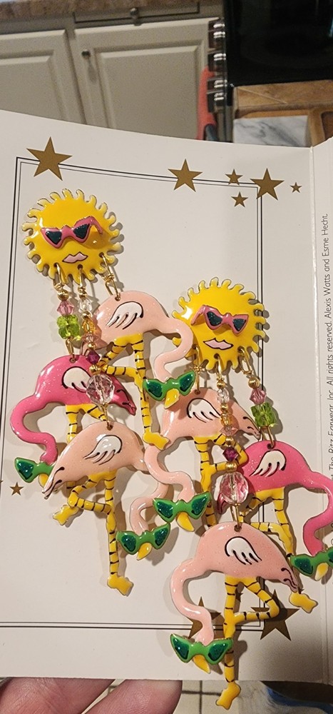 Lunch At The Ritz Tickled Pink Flamingos Pierced Earrings