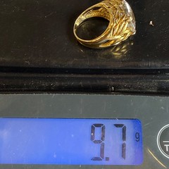 Vintage Rutilated Quartz Sterling Silver Gold Tone Cocktail Ring Size Chunky 7.5
