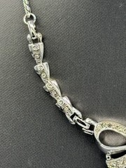 Vtg Signed ANTHONY Silvertone Clear Rhinestones 16″ Necklace