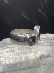 Vintage 925 Sterling Silver Teardrop & Round Faceted Amethyst Ring Size 6.25
