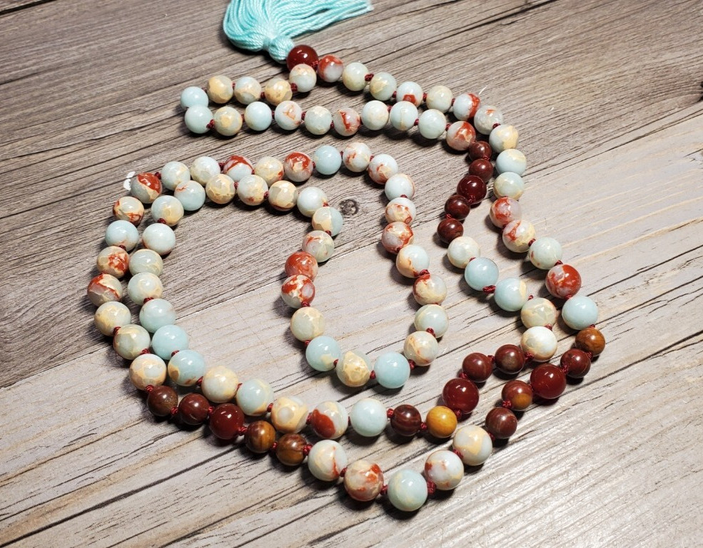 Vintage Jasper & Carnelian Gemstone Beaded Beads Necklace