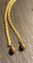 Vintage Goldette NY Guilloche Pink Roses Slide Lariat Necklace gold tone chain