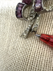 Vintage Joseph Wiesner NY amethyst & rhinestone brooch 2.75 Glamour Party Pin