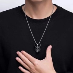 Halloween Vintage Necklace Ghost Face Pendant Zinc Alloy Men Women 45+5cm