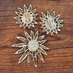 Vintage Sarah Coventry Garden Party Amber Sunflower Flower Brooch & Earrings Set