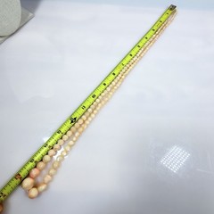Vintage Mother of Pearl Graduated Bead Necklace 36″ Peach Cream MOP Barrel Clasp