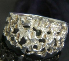 Open Nugget 1/2″ N to S STERLING SILVER 0.925 vintage Men’s BAND RING SIZE 6.25