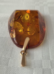Vintage Natural Baltic Amber Pendant Chunky 14K 583 Gold Bail Made in USSR
