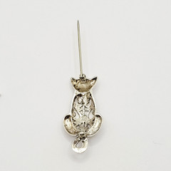 Cat Kitty Kitten Open Filigree Sterling Silver 925 Jezlaine Vintage Brooch Pin