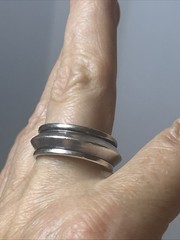 56. Vintage Modern Sterling Silver 925 Carinated Spinner Band Ring 10.2g, 10.25s