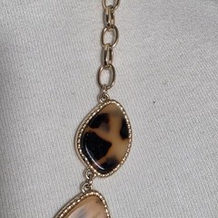 Sugarfix by BaubleBar Tortoise Shell Pattern Necklace Gold Tone With Resin Stone