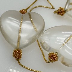 Anne Klein Couture Clear Lucite Heart Necklace Gold Chain 1990s 36 in Clasp