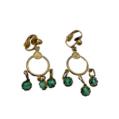 Vintage Gold Tone Turquoise Dangle Earrings Womens Screw Back 1.5 In Jewelry