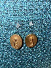Vintage YSL Yves Saint Laurent Mabe pearl Gold Tone Post Earrings Posts At Angle