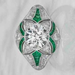 Vintage Art Deco Style Round Lab Created Diamond Wedding 14k White Gold FN Ring