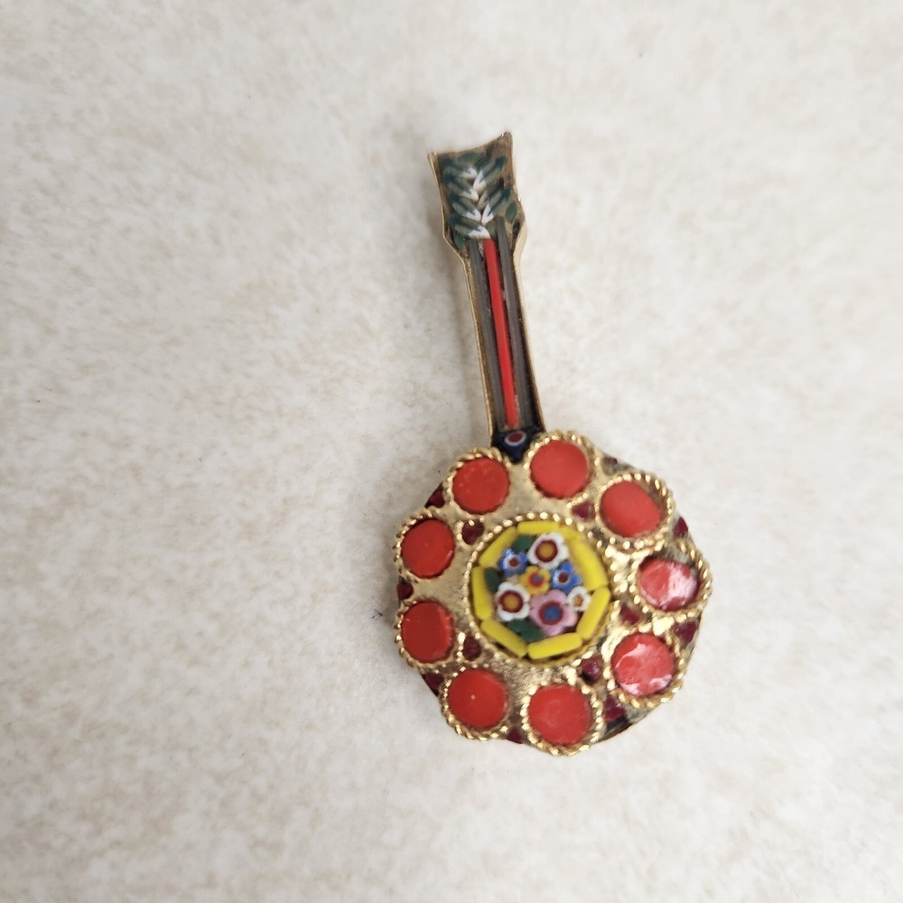 VTG Mosiac Floral Guitar/Mandoline Brooch Pin