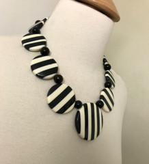 Gorgeous Danish Designer Black & Off White Buffalo Horn Bib Collar Necklace