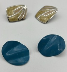 1980s-1990s Vintage Earrings Lot of 12 Pair Fashion Costume Jewelry Wood Beaded