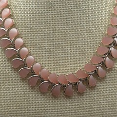 Vintage Kramer Pink Moonglow Thermoset Lucite Necklace Clip Earrings Demi Parure