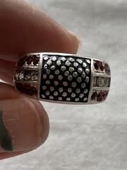 SETA 925 Sterling Silver Flag Design Ring Size 7 Red White Blue Vintage