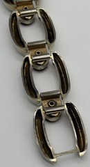 Vintage Modernist-Style Chunky Bracelet Silver-Tone Oval Prong-Set Purple Stones