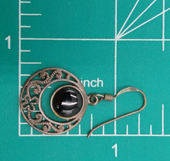 VTG 925 MD Black Onyx Dangle Earrings 1.5in Sterling Silver 4g Filigree Estate
