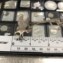 Vintage Large Flying Eagle 925 Sterling Silver Pendant 2mm 18” Necklace 9.9 Gr