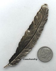 #2174 LONG ANTIQUED GOLD DETAILED FEATHER COMPONENT – 2 Pc Lot