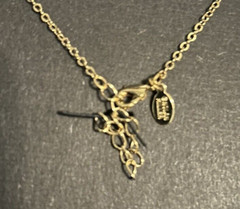 Vintage Nolan Miller Gold Tone Crystal Pave Triple Heart Necklace, NEW IN BOX