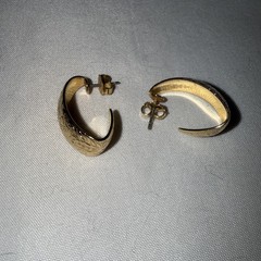 Gold tone Embossed texture Hoop Pierced Earrings