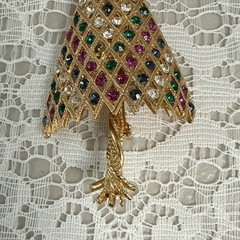 1960s Coro Craft Christmas Tree Brooch Signed