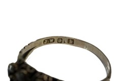 ANTIQUE VICTORIAN ENGLISH 9K GOLD ALMANDINE GARNET & SEED PEARL RING