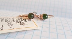 Vintage Earrings Nephrite Stones Gilt Sterling Silver 925 Ukraine Women Jewelry