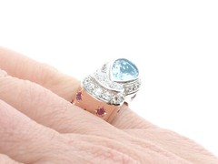 1.36 Ct Aquamarine 0.78 Ct Diamond and 0.50 Ct Ruby 18k Rose Gold Dress Ring