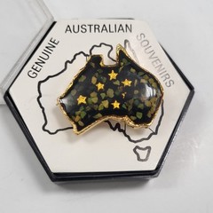 Vintage Australia Map Brooch Opal encased Inlay Goldtone Pin Souvenir Jewelry