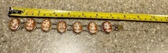 Vintage Italian 800 Silver Vermeil Cameo Jewelry Set Three Graces Clip Earrings
