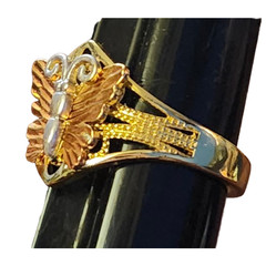 Vtg Butterfly 3 Tone Silver Rose Gold Plated Ring Band Size 10