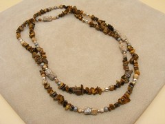 Carolyn Pollack / Relios ~ Sterling Silver, Tigers Eye & Jasper Beaded Necklace