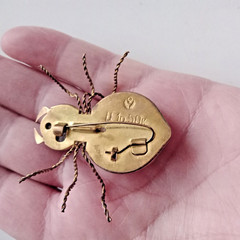 Vintage Spider Brooch Amber Color Resin. Made in the USSR