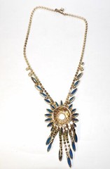 GORGEOUS DELIZZA & ELSTER JULIANA BOOK PIECE BLUE SUNBURST NECKLACE AND EARRINGS