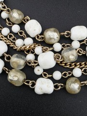 Vintage W Germany Milk Glass Faux Pearl Multi Strand Statement Necklace 90g…