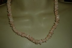 PALE PINK PUKA SHELL BEADS 9″L BOHO NECKLACE #195B