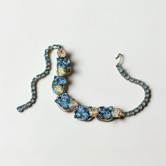 Juliana D&E Blue Aurora Borealis Rhinestone 5 Link Choker Necklace