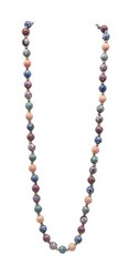 Multi-Color Semi Precious Stone Beaded Necklace Vintage Gold Spacers 29 in