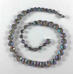 WEISS Necklace Choker AB Rhinestone Signed Wedding Party Bride Vtg Jewelry Gift
