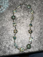 Turquoise Necklace W/ Glass Stone Shell Ceramic Faceted Beads 16”