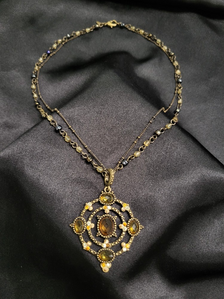 Vintage Avon Ornate Bronze Medallion Layered Statement Necklace