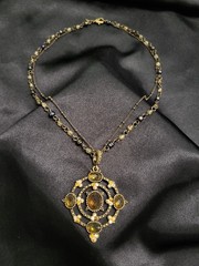 Vintage Avon Ornate Bronze Medallion Layered Statement Necklace